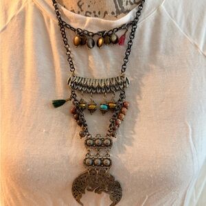 Free People Vintage-Inspired Gold and Brown Necklace